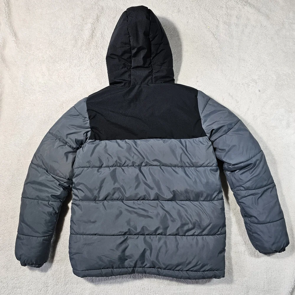 New Balance Black Gray Quilted Corduroy Ribbed Puffer Jacket 18/20